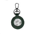 Round Leather Self Finishing Key Fob - Forest Green / Needlepoint