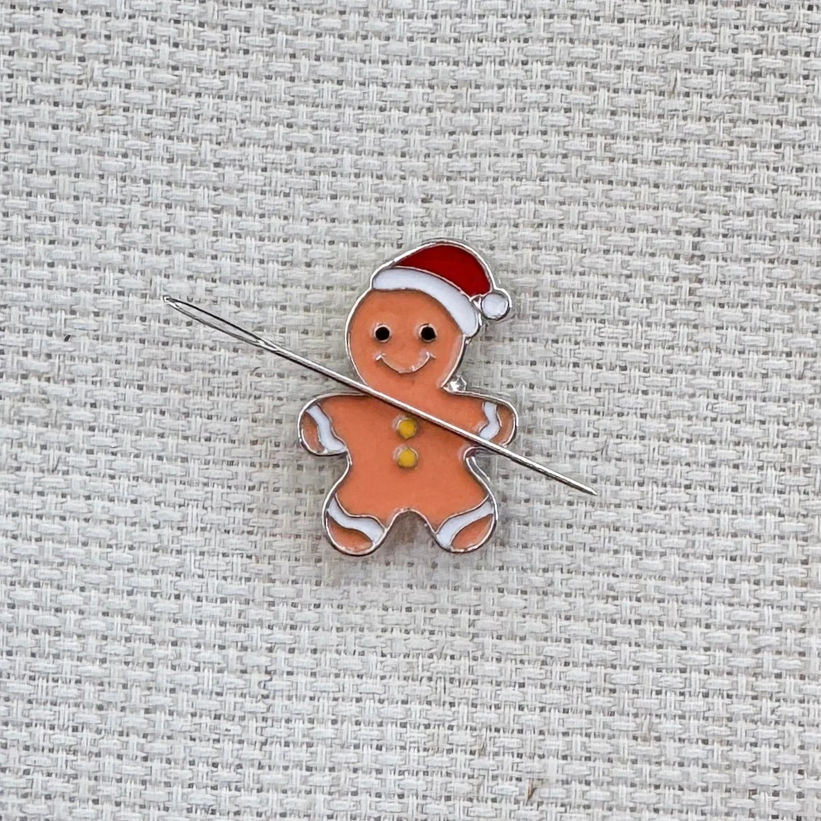 Gingerbread Man Enamel Needle Minder - SteArt Stitches