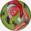 Flamingo in Santa Hat 4" Ornament Needlepoint Canvas