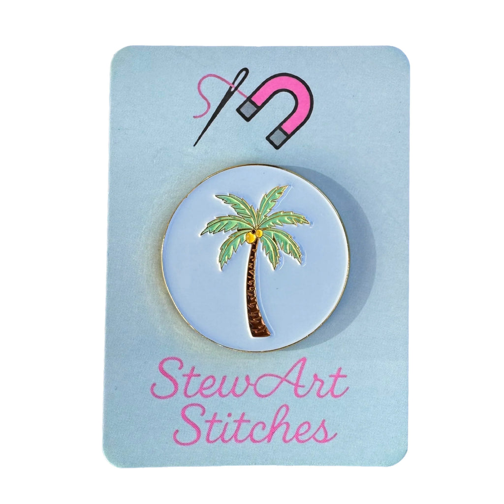 Palm Tree Blue Needle Minder - StewArt Stitches
