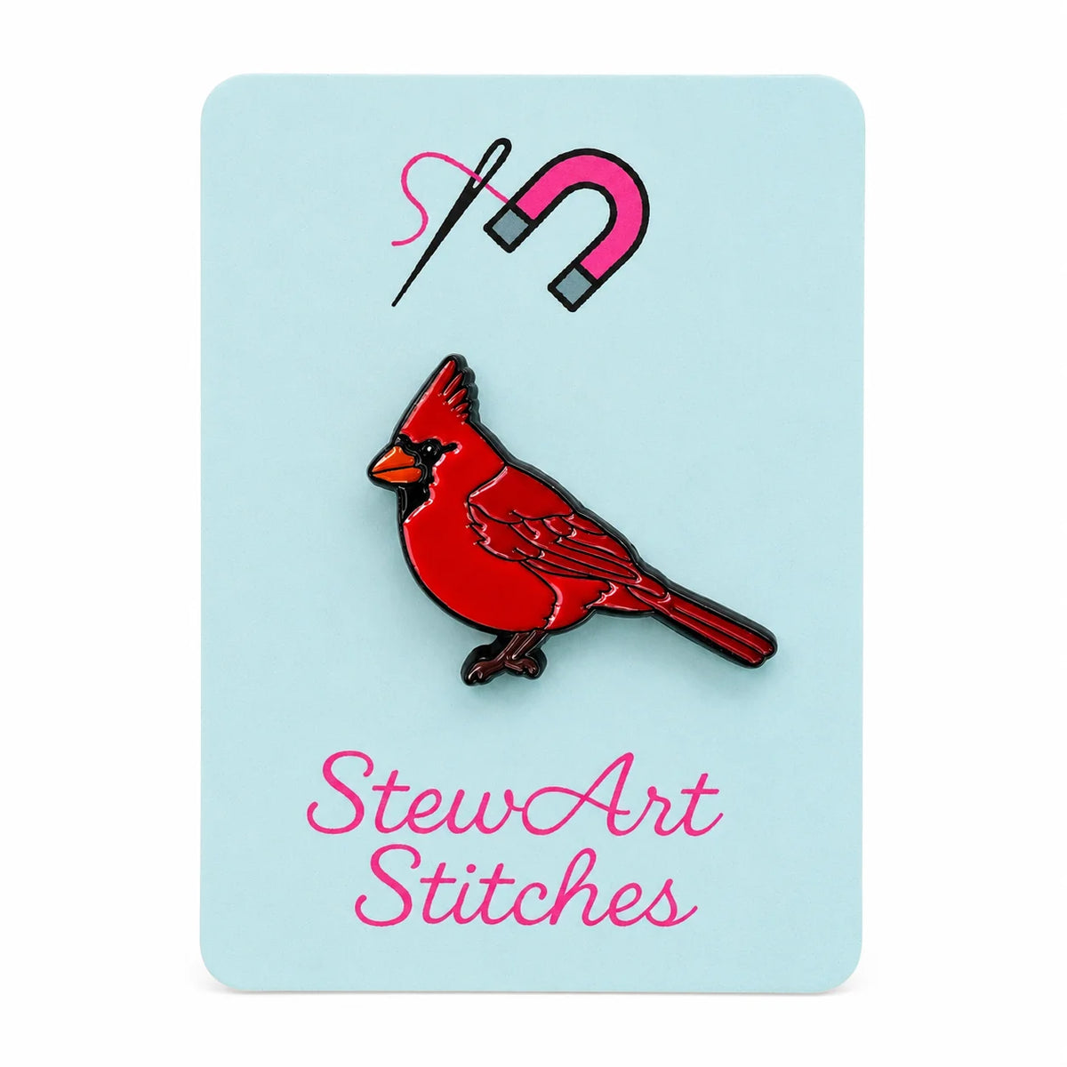 Cardinal Bird Needle Minder - StewArt Stitches