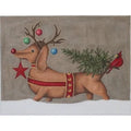 Dachshund Joy Christmas 11" x 8" Needlepoint Canvas